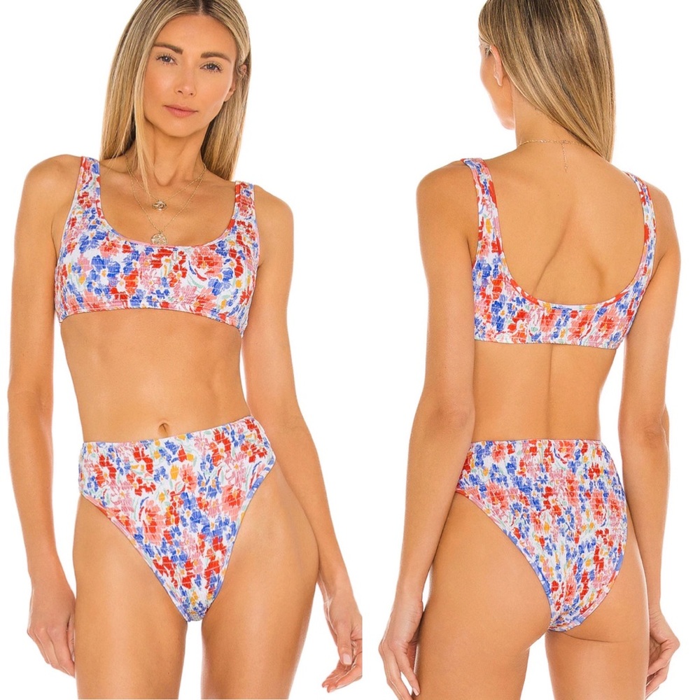 L*Space Smocked Floral Bikini Set